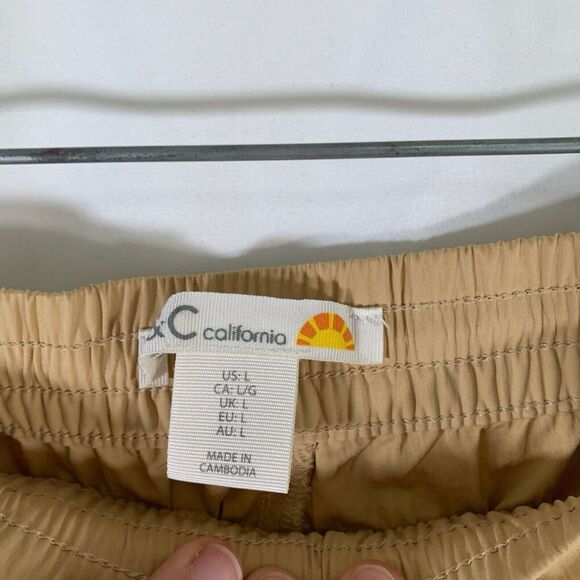 C&C California Cargo Joggers Women's Large Yellow Pull On Drawstring Nylon Blend - Picture 5 of 9
